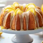 Illustrated lemon bundt cake recipe card with icons and text