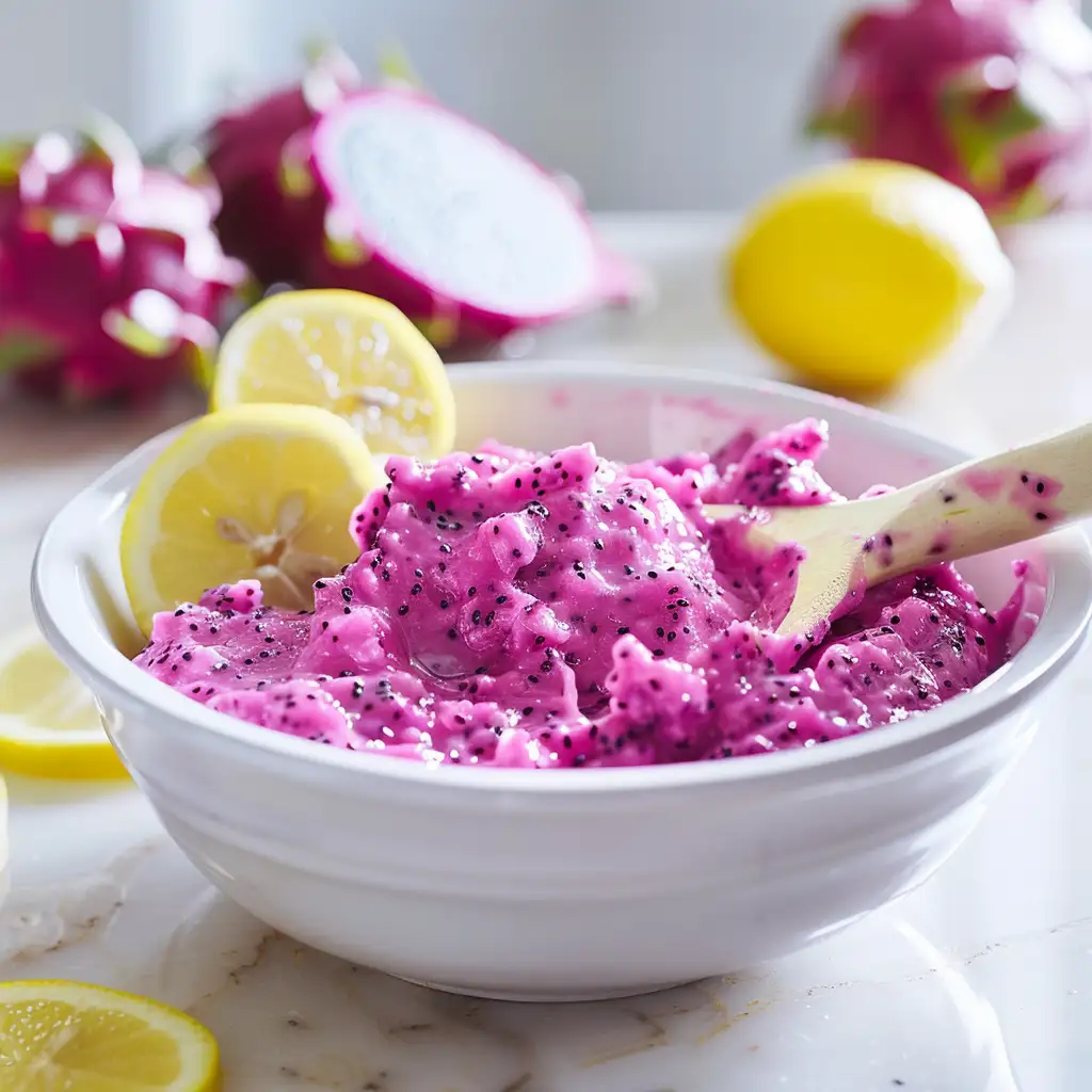 Scooping dragonfruit and prepping lemons for lemonade